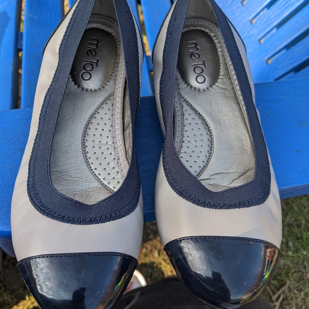 Me too Navy Blue & Grey Cap Toe Flats Size 6M